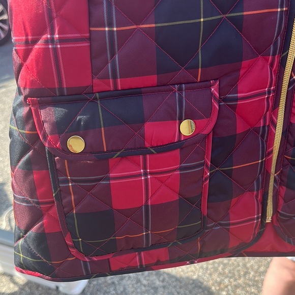 St. John's Bay Red and Black Plaid Vest - Picture 3 of 7